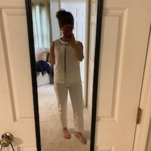 Authentic Lilly Pulitzer 2 piece top & pants, white with cut out design, size 8